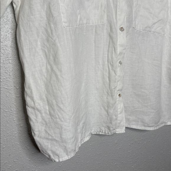 C&C California Women's White Linen 3/4 Sleeve Button-Up Shirt Size Large - Picture 4 of 5
